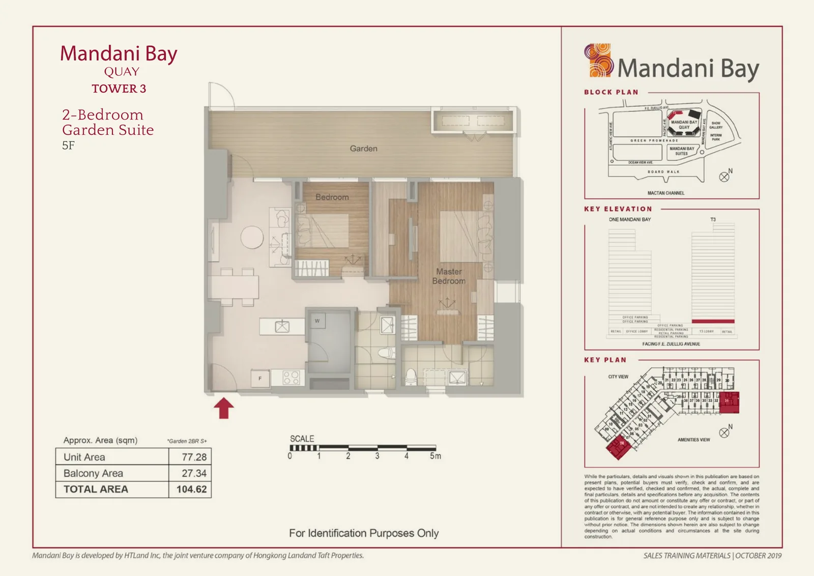 Mandani Bay Quay Tower 3 2-Bedroom Garden Suite floor plan, 104.62 sqm total area, 5F only