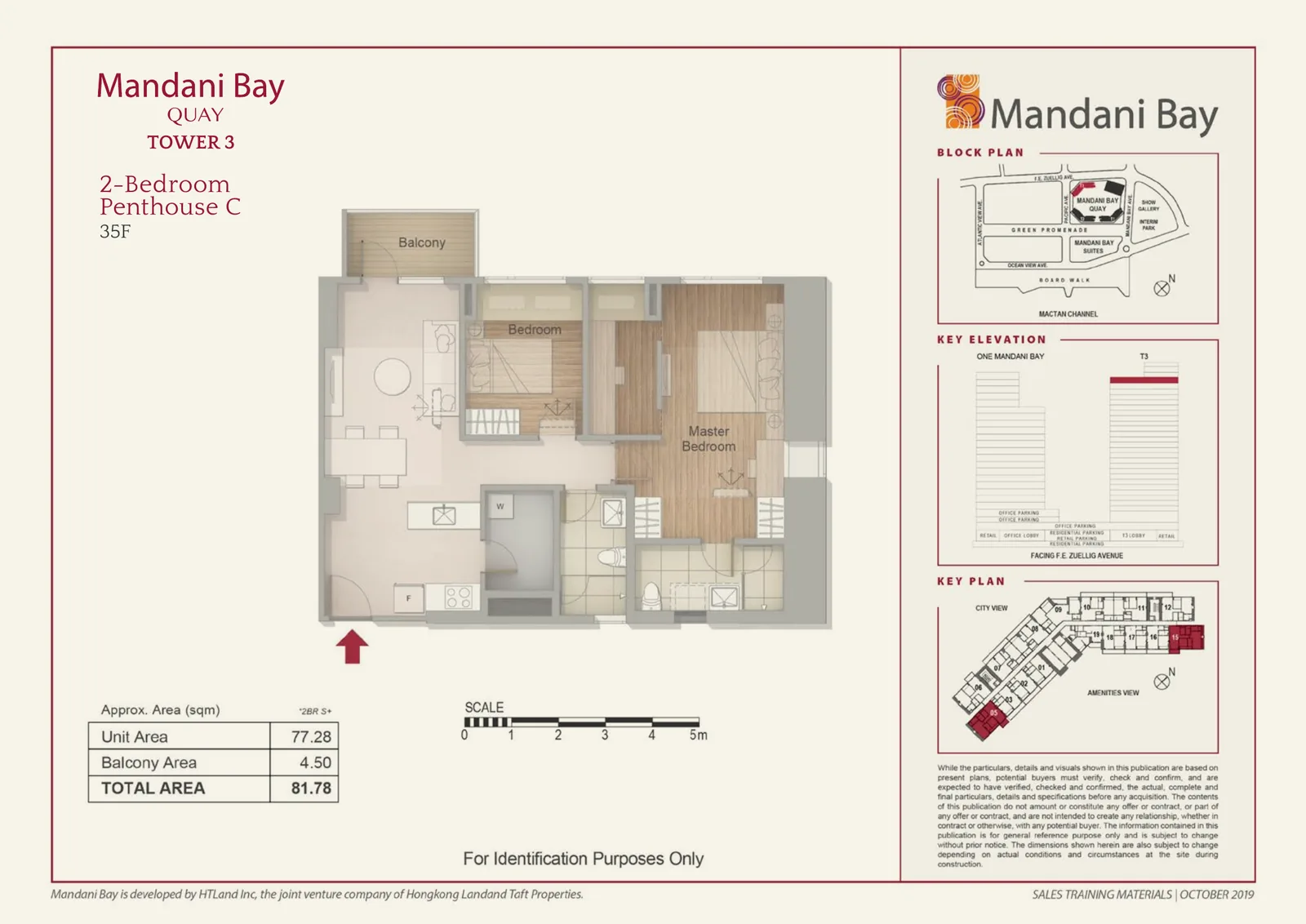 Mandani Bay Quay Tower 3 2-Bedroom Penthouse C floor plan, 81.78 sqm total area, 35F only