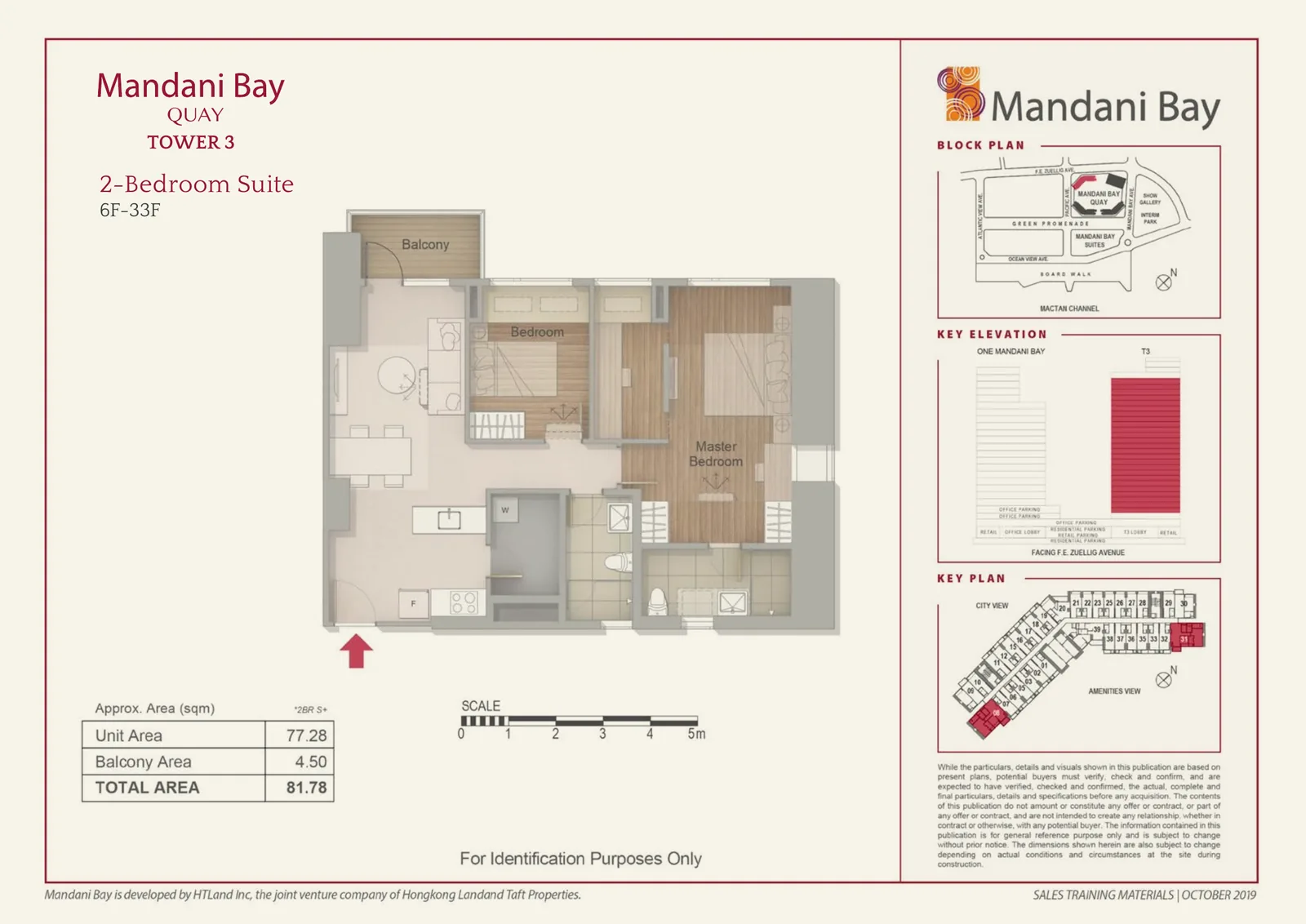 Mandani Bay Quay Tower 3 2-Bedroom Suite floor plan, 81.78 sqm total area, 6F–33F